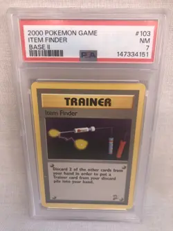 PSA 7 WOTC 2000 Base Set 2 Item Finder 103/130 Non Holo Rare Card NM - Image 1