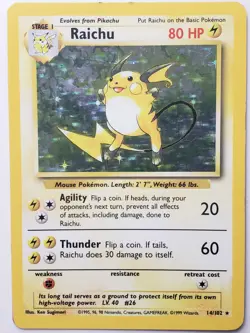 HOLO Raichu 14/102 LP - Original 1999 Base Set Pokemon Card $2 Combined Shipping - Image 3