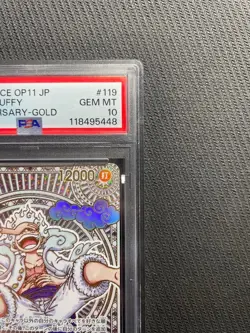 PSA 10 One Piece Card Luffy Gold OP05-119 SEC Parallel 3rd Anniversary Japanese - Image 5