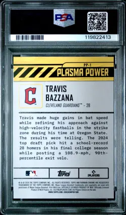 2024 Bowman Draft Travis Bazzana #PP1 Plasma Power Gold Refractor /50 PSA 10 Gem - Image 2