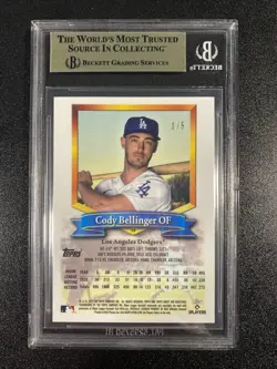 2021 Cody Bellinger Finest Flashbacks Red Refractor /5 #19 Bgs 9.5 w/10 - Image 2