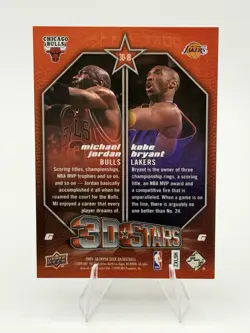 Michael Jordan Kobe Bryant 2009-10 Upper Deck 3D Stars #3D-JB Dual Insert NM - Image 3