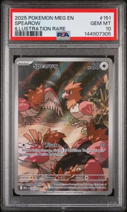 2025 POKEMON MEG EN-MEGA EVOLUTION ILLUSTRATION RARE #151 SPEAROW PSA 10 - Image 1