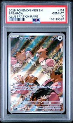 2025 POKEMON MEG EN-MEGA EVOLUTION ILLUSTRATION RARE #151 SPEAROW PSA 10 - Image 1