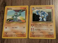 Machoke 34/102 Machop 52/102 Base Set Regular Pokemon Free Shipping Vintage - Image 1