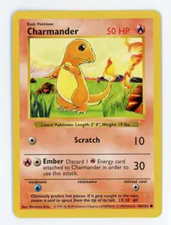 Charmander Shadowless - Pokemon 1999 Base Set Shadowless #46 NM - Image 1