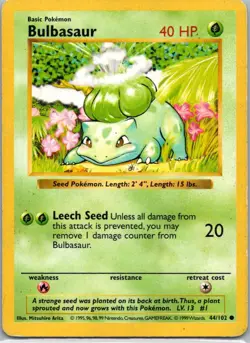 Pokemon TCG Bulbasaur 44/102 Base MP - Image 1