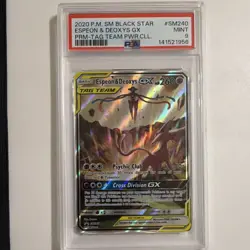 Pokemon Espeon & Deoxys GX TAG TEAM Promo Holo PSA 9 SM240 Black Star 2020 - Image 1