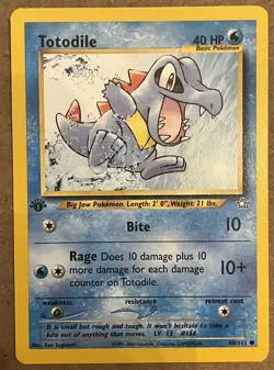 Pokemon Totodile 80/111 1st Edition Neo Genesis WOTC Vintage 2000 Water Card LP+ - Image 1