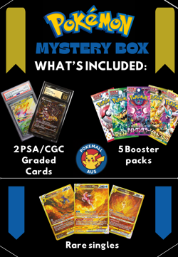 POKEMON MYSTERY BOX! 2 PSA/CGC GRADED CARDS, 5 BOOSTER PACKS, PLUS RARE SINGLES! - Image 3