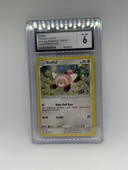 Stufful CGC 6 2017 Pokemon Burning Shadows Toys R Us Promo Stamp Holo 110/147 - Image 1