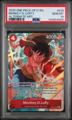 MONKEY D. LUFFY 015 ALTERNATE ART ONE PIECE PSA 10 - Image 1