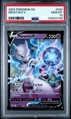 2022 Pokemon Go #30 Mewtwo V Full Art PSA 10 Gem Mint Condition - Image 1