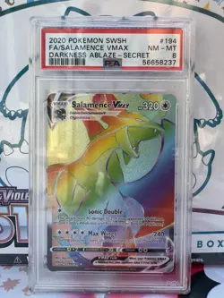Pokemon TCG Salamence VMAX Darkness Ablaze Holo Card 194/189 Secret Rare PSA 8 - Image 1