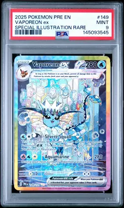 Pokemon TCG Prismatic Evolutions PSA 9 Vaporeon Ex 149/131 Alternative Art SIR - Image 1