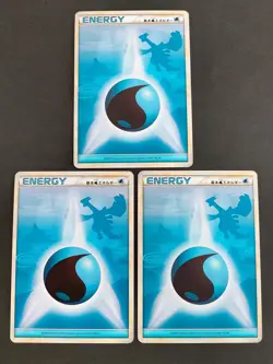 3 Pokemon Cards Water Basic Energy Lugia Legend Silhouette Japanese eb243 - Image 1