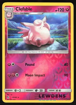 Clefable - 40/68 - Reverse Holo Rare - Hidden Fates - Pokemon Card - Image 1