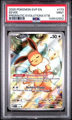 2025 POKEMON SVP EN-SV BLACK STAR PROMO #173 EEVEE PSA 9 - Image 1