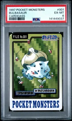 1997 POCKET MONSTERS CARDDASS #001 BULBASAUR PSA 6 - Image 1