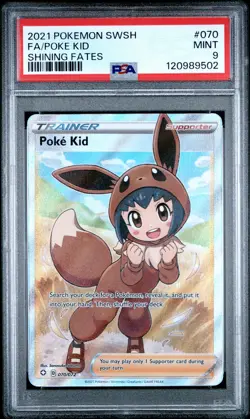2021 POKEMON SWORD & SHIELD SHINING FATES #070 FULL ART/POKE KID PSA 9 - Image 1