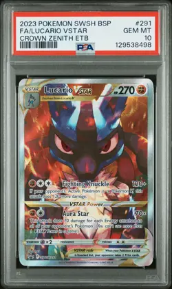 2023 POKEMON SWSH BLACK STAR PROMO #291 FULL ART/LUCARIO VSTAR PSA 10 - Image 1