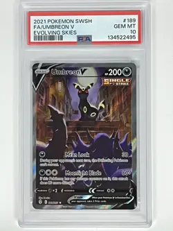 2021 Pokemon SWSH Evolving Skies Umbreon V Alternate Art 189/203 PSA 10 - Image 1