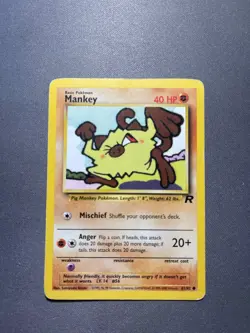 Pokemon TCG Mankey Unlimited 61/82 Regular 1999-2000 Team Rocket Set - Image 1