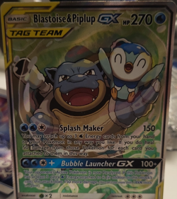Pokemon Blastoise & Piplup GX Full Art Ultra Rare Holo TAG TEAM 215/236 2019 - Image 1