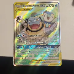 Pokemon Blastoise & Piplup GX Full Art Ultra Rare Holo TAG TEAM 215/236 2019 - Image 2