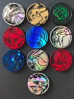 10 X Pokemon Coins Coin Tokens Shiny Dialga Groudon Suicune Entei Pikachu Rowlet - Image 1