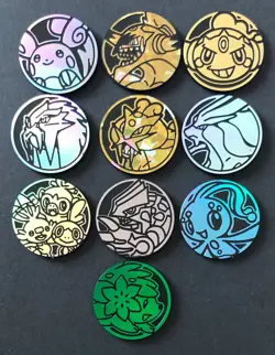 10 X Pokemon Coins Coin Tokens Shiny Raikou Suicune Entei Hoopa Groudon Shaymin - Image 1