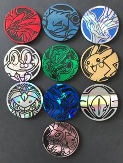 10 X Pokemon Coins Coin Tokens Shiny Blastoise Rayquaza Dialga Pikachu Xerneas - Image 1
