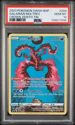 PSA 10 MOLTRES SWSH284 BLACK STAR PROMO CROWN ZENITH TIN POKEMON GEM MINT - Image 1