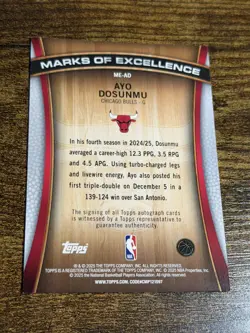 AYO DOSUNMU 2025-26 Topps #ME-AD Marks of Excellence Auto - Image 2