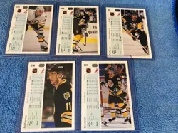 FIVE 1990-91 UPPER DECK SIGNED CARDS OF THE BOSTON BRUINS - Image 2