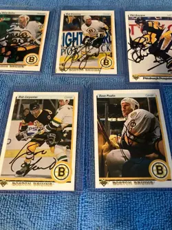 FIVE 1990-91 UPPER DECK SIGNED CARDS OF THE BOSTON BRUINS - Image 5
