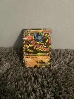 Pokemon TCG M Mega Lucario EX Holo Card Furious Fists 55/111 NM Condition - Image 1