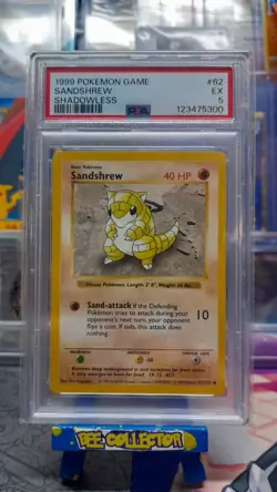 Pokemon Card 1999 PSA 6 SHADOWLESS SANDSHREW 62/102 Base Set Excellent - Image 1