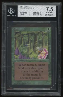 MTG Limited Edition Alpha 1993 Wild Growth BGS 7.5 NM+ Old School 93/94 - Image 1