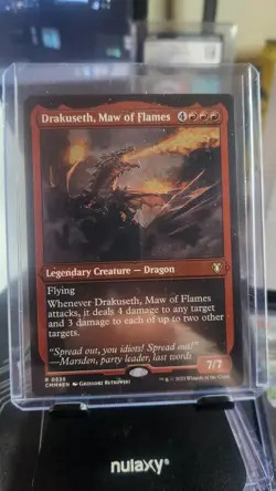 MTG FOIL Etched Drakuseth, Maw of Flames Commander Masters Magic the Gathering - Image 1