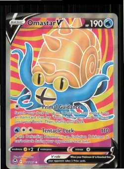 Omastar V 174/195 Ultra Rare Silver Tempest Pokemon Near Mint - Image 1