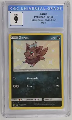 2019 Pokemon Hidden Fates Zorua Holo #SV25 CGC Mint 9 - Image 1