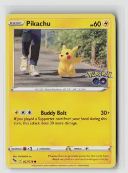 Pikachu #027/078 Pokemon Go Common Non Holo Pokemon TCG NM - Image 1