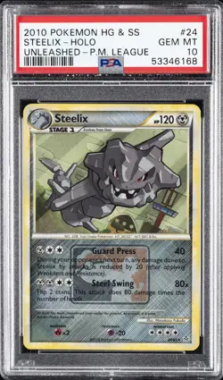2010 POKEMON HEARTGOLD & SOULSILVER UNLEASHED #24 STEELIX-HOLO PSA 10 - Image 1