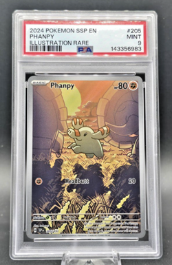 2024 Pokemon Phanpy 205/191 Surging Sparks Illustration Rare PSA 9 Mint - Image 1