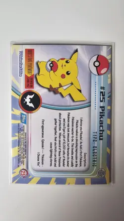 Pikachu #25 Pokemon 1999 Topps TV Series 1 1st Print Blue Logo See Pictures - Image 2