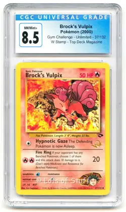 CGC 8.5 NM/MINT+ Brock's Vulpix W Stamped Gym Challenge Promo Pokemon 37/132 -26 - Image 1