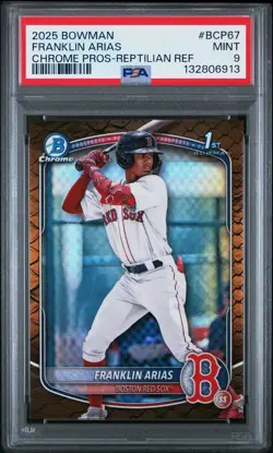 2025 Bowman #BCP67 Franklin Arias Chrome Pros-Reptilian Ref PSA 9 - Image 1