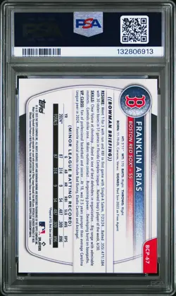 2025 Bowman #BCP67 Franklin Arias Chrome Pros-Reptilian Ref PSA 9 - Image 2