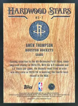 2025-26 Topps Amen Thompson #HS-7 Hardwood Stars Houston Rockets ABC - Image 2